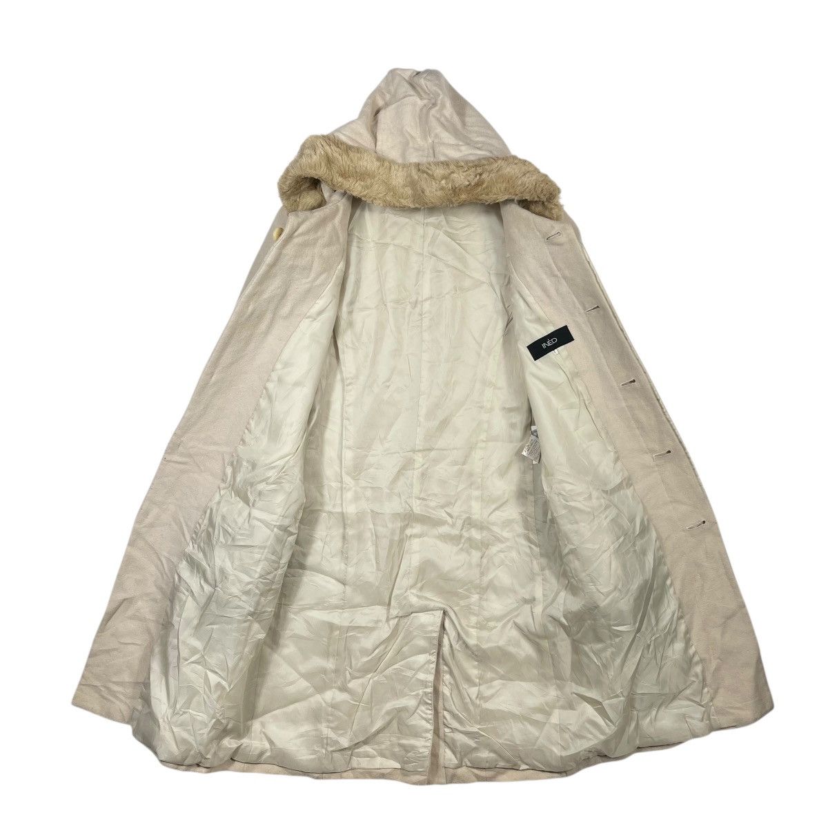 Yohji Yamamoto INED Yohji Yamamoto Faux Fur Hooded Coat Beige Wool Blend Size M / US 6-8 / IT 42-44 - 5 Thumbnail