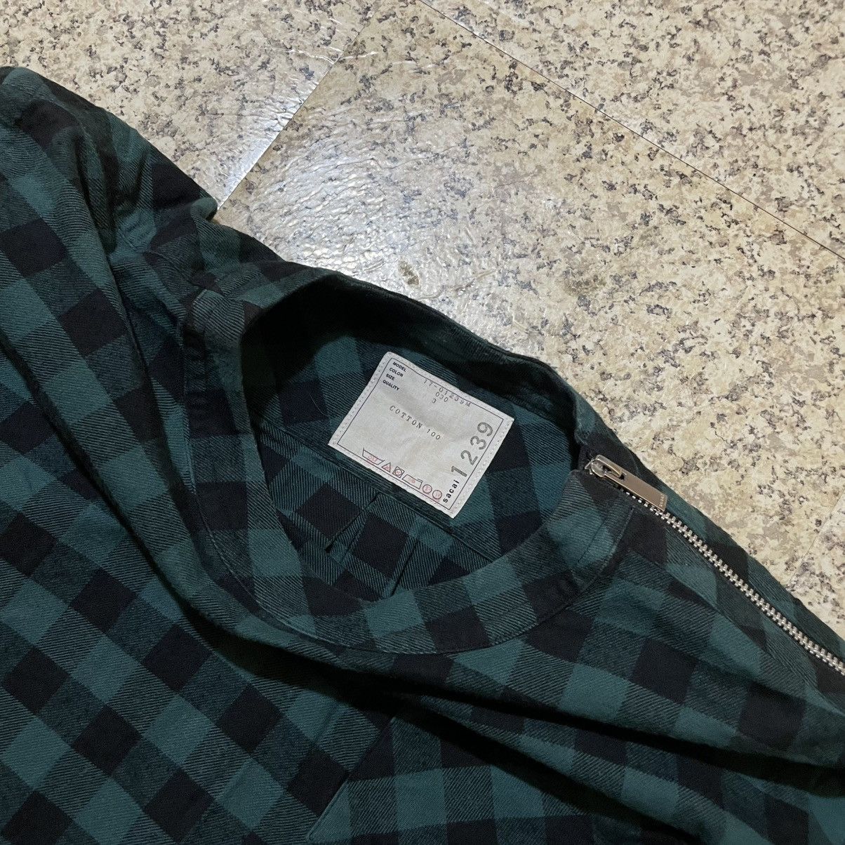 Sacai Sacai SS17 Buffalo Check Plaid Shirt w/ Shoulder Zipper RARE Size US L / EU 52-54 / 3 - 11 Thumbnail