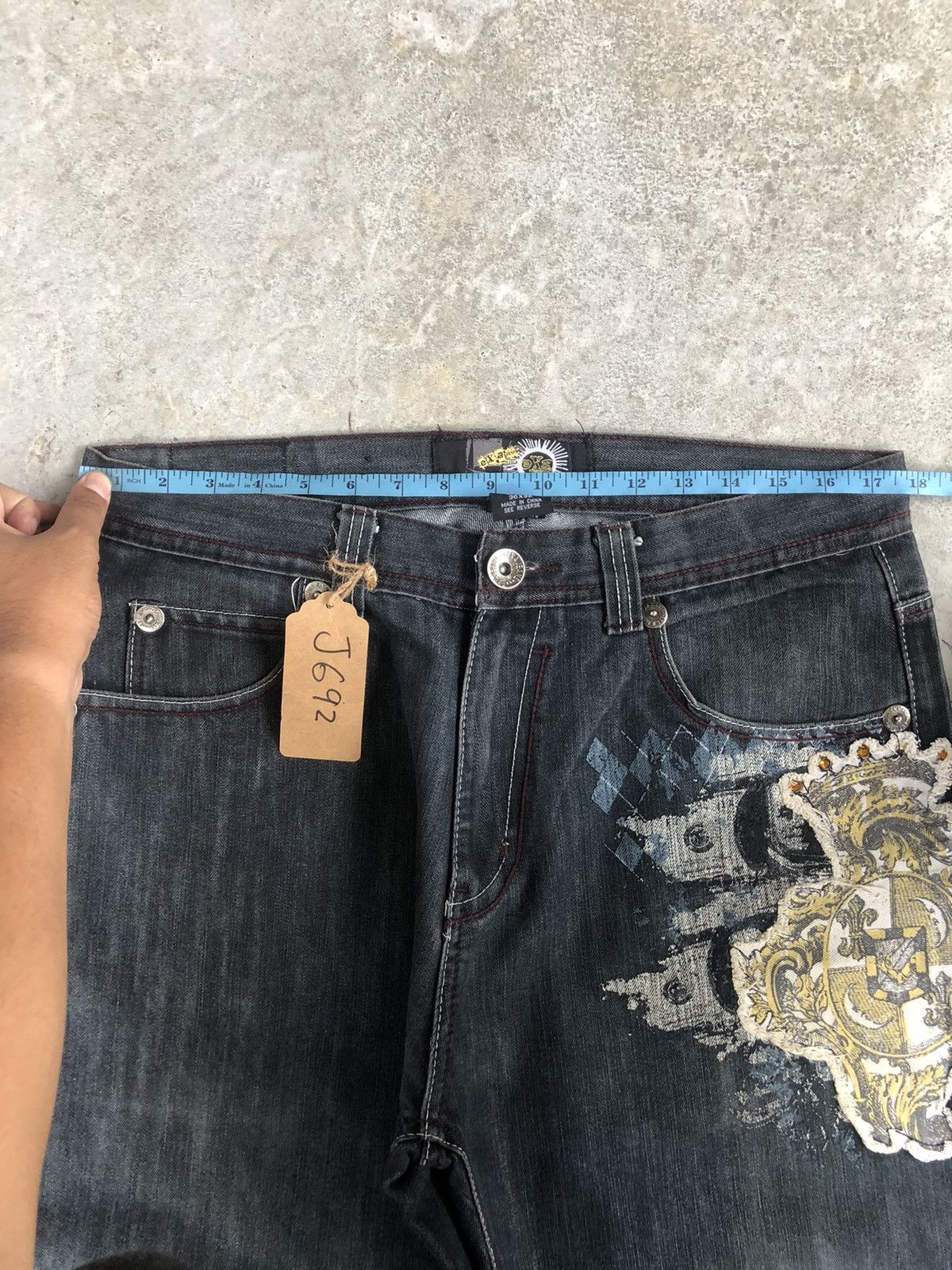 Japanese Brand Japanese Exa Embroidered Jeans baggy hip hop Size US 35 - 18 Thumbnail