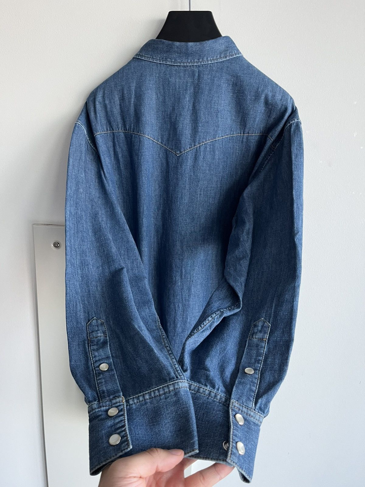 Celine × Hedi Slimane Brand New Rare Classic Hedi Slimane Celine Denim Shirt Size US XL / EU 56 / 4 - 2 Thumbnail