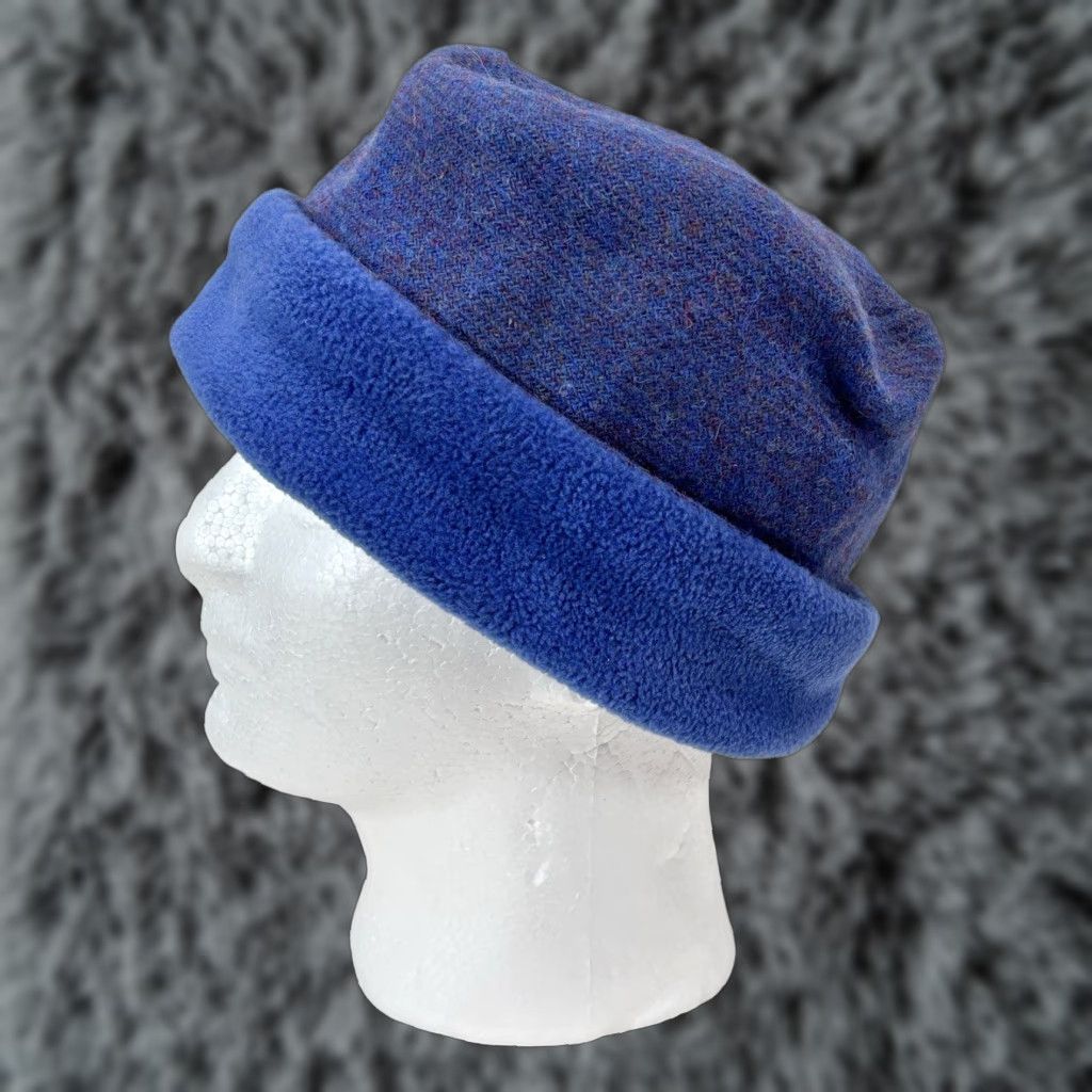 Harris Tweed VINTAGE Anna MacNeil Harris Tweed Fleece Lined Hat Blue Made In UK Beanie One Size Men Size US M / EU 48-50 / 2 - 1 Thumbnail