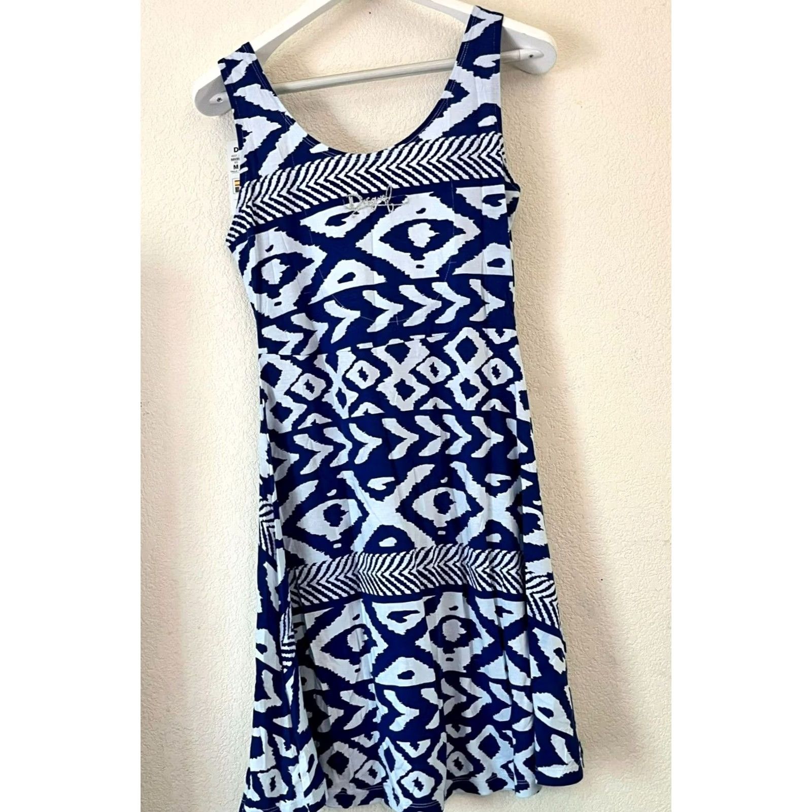 Desigual VINTAGE Desigual Women's Geometric Sleeveless V-Neck Mini Dress Blue M Size M / US 6-8 / IT 42-44 - 2 Thumbnail