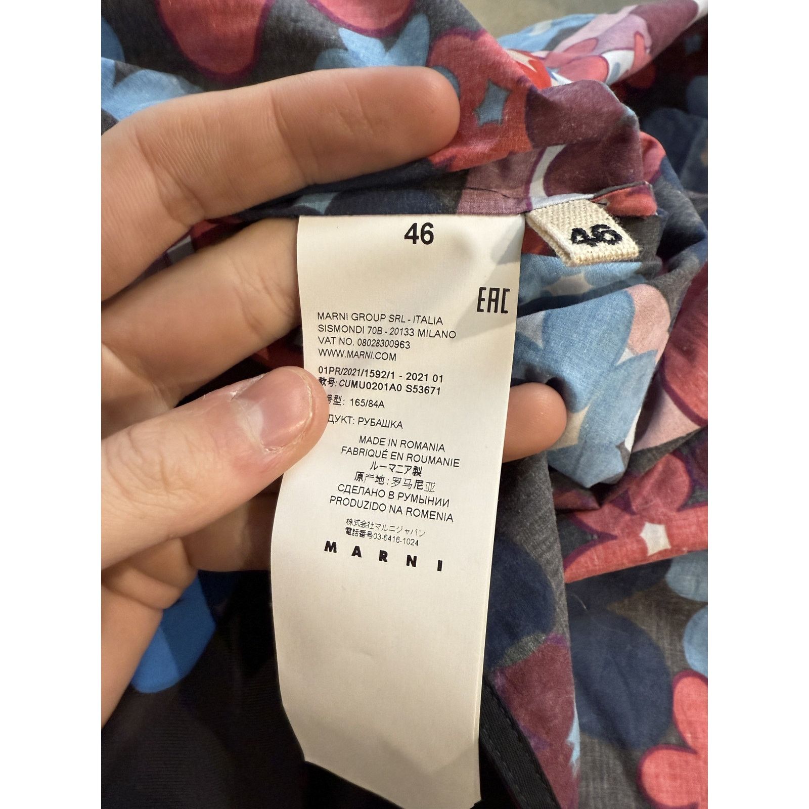 Marni Marni Button Up Blue Red Used 46 (Medium) Size US M / EU 48-50 / 2 - 2 Thumbnail