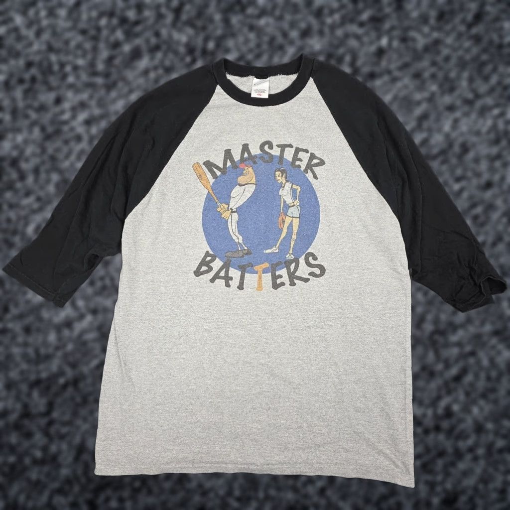 Anvil VINTAGE Baseball Funny Graphic T Shirt Men's XL Jersey Style Double Sided Sexy Size US XL / EU 56 / 4 - 1 Thumbnail