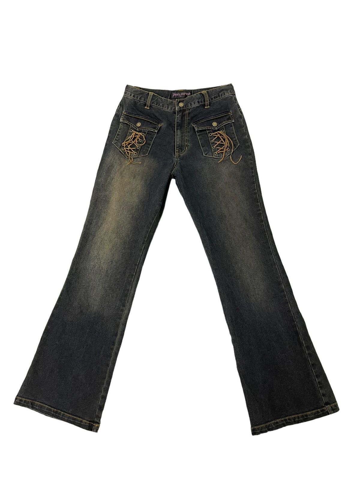 Japanese Brand Flare Jeans Pinky DC Stretch Denim Boot Cut 7🟦8 Size US 28 / EU 44 - 2 Thumbnail