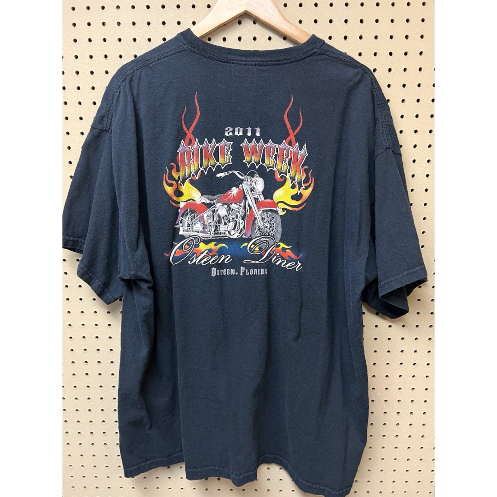 Jerzees VINTAGE Jerzees High Cotton T-Shirt Men 2XL Black Short Sleeve Crew Neck Biker Florida Motorcycle Rally Screen Print Graphic Size US XXL / EU 58 / 5 - 2 Thumbnail