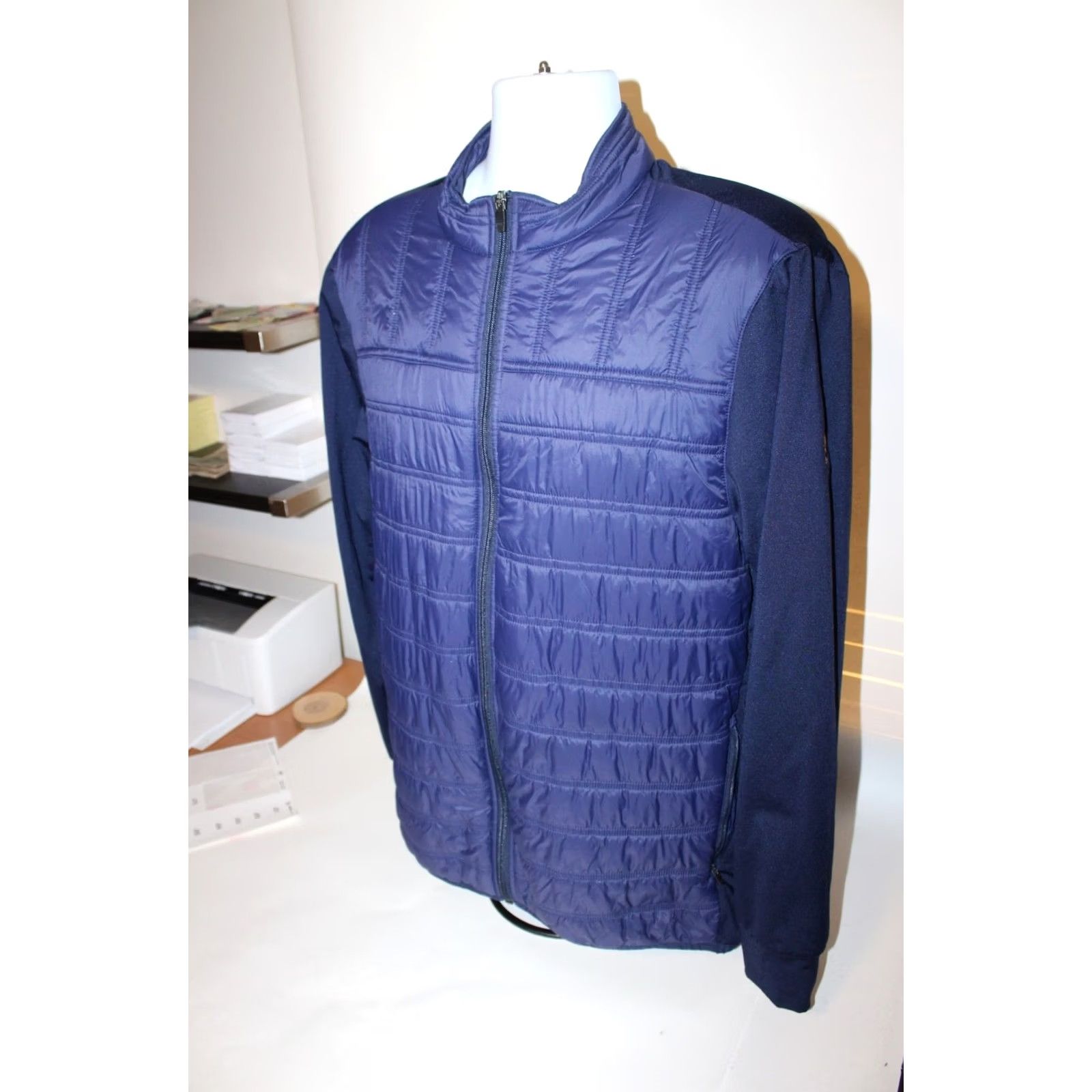 Vintage Straight Down Golf Jacket - Blue Puffer Full Zip Nylon Softshell Men XL VINTAGE? Size US XL / EU 56 / 4 - 5 Thumbnail