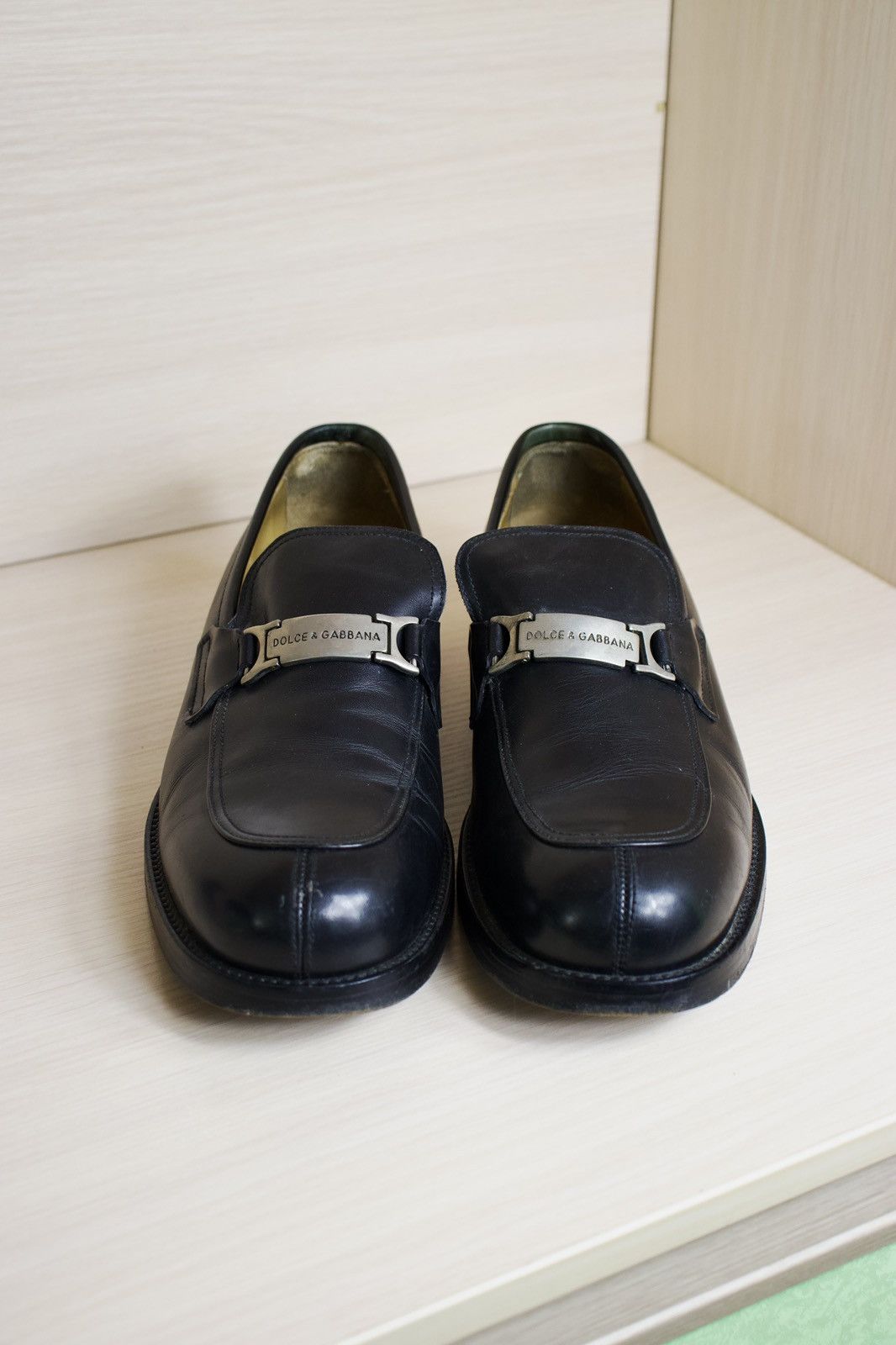 Dolce & Gabbana Vintage Dolce & Gabbana Metal Logo Leather Loafers Luxury Size US 10 / EU 43 - 2 Thumbnail