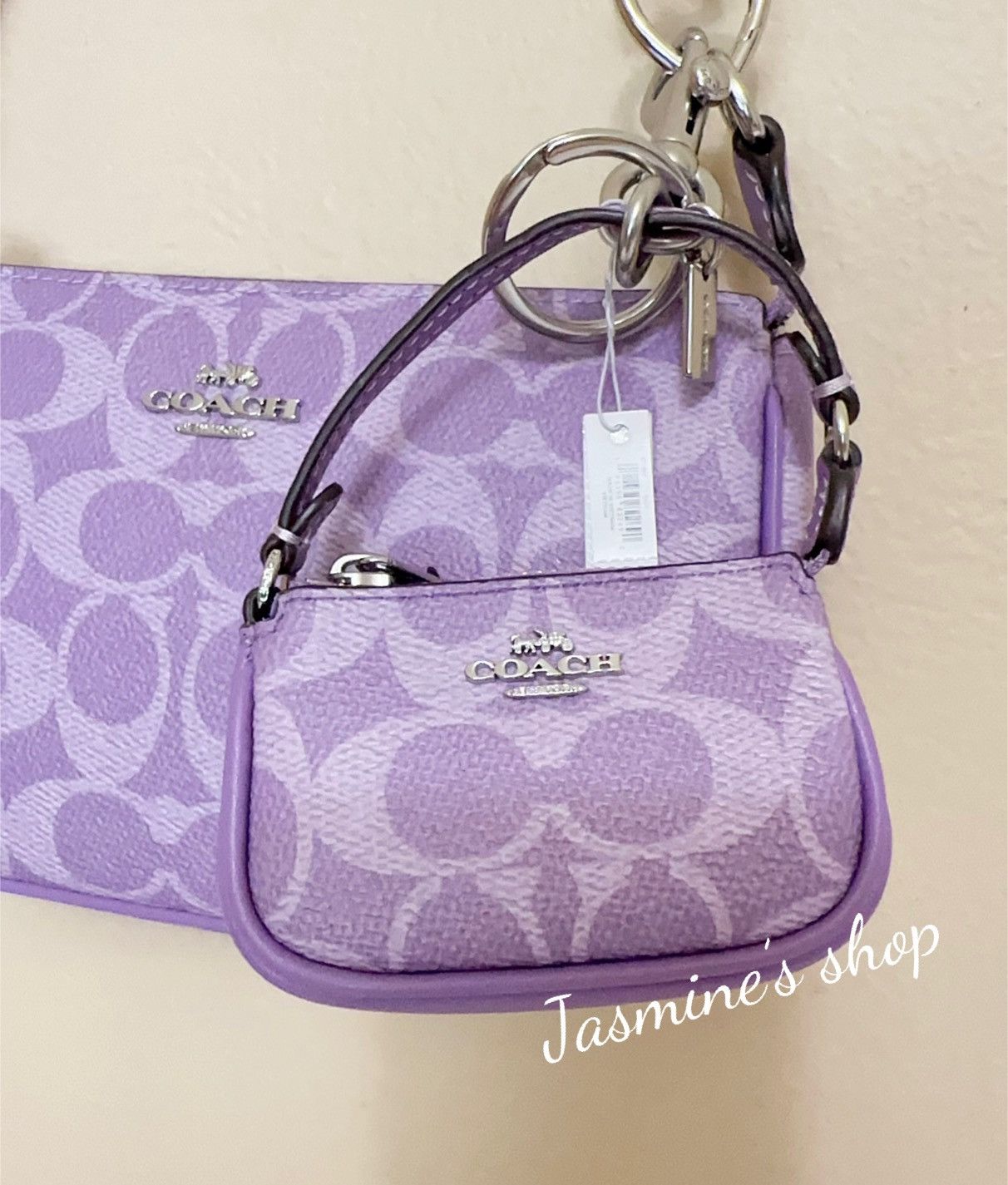 Coach NWT Coach Mini Nolita Bag Charm Iris Signature Canvas CX067 Size ONE SIZE - 2 Thumbnail