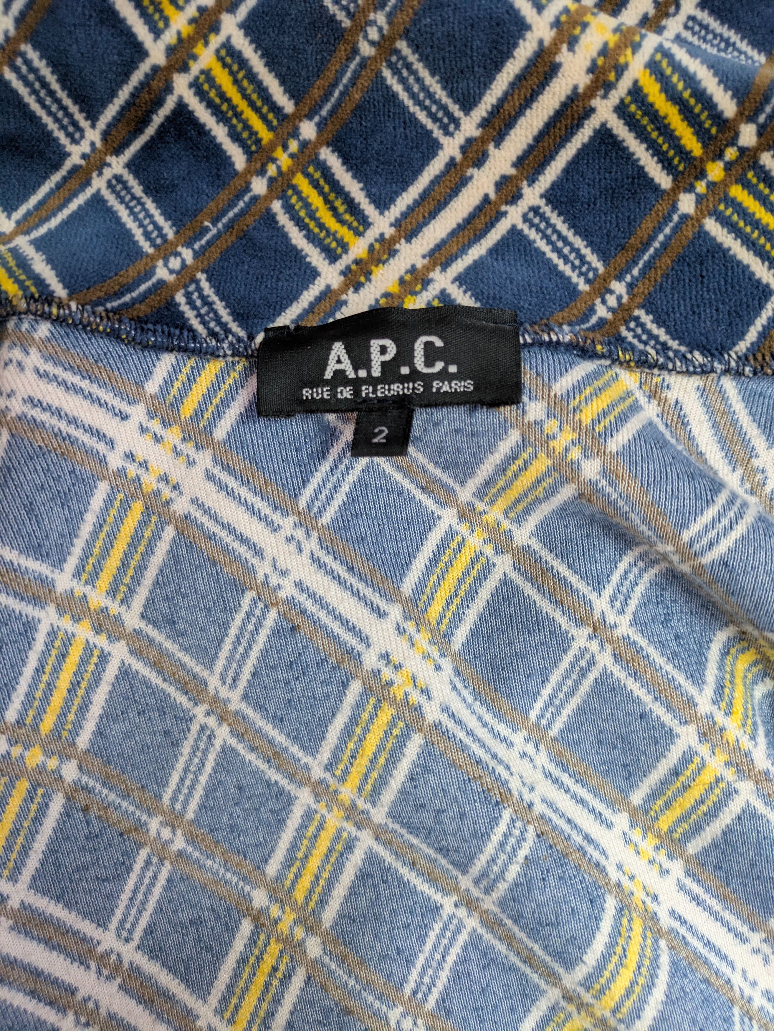 A.P.C. 2000s A.P.C. Check Pattern Velour Track Jacket Size US M / EU 48-50 / 2 - 3 Thumbnail
