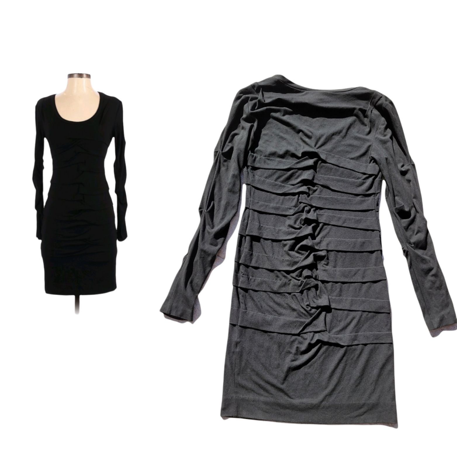 Nicole Miller Vtg Nicole Miller Witchy Long Sleeve Ruched Bodycon Dress Bl Size S / US 4 / IT 40 - 2 Thumbnail