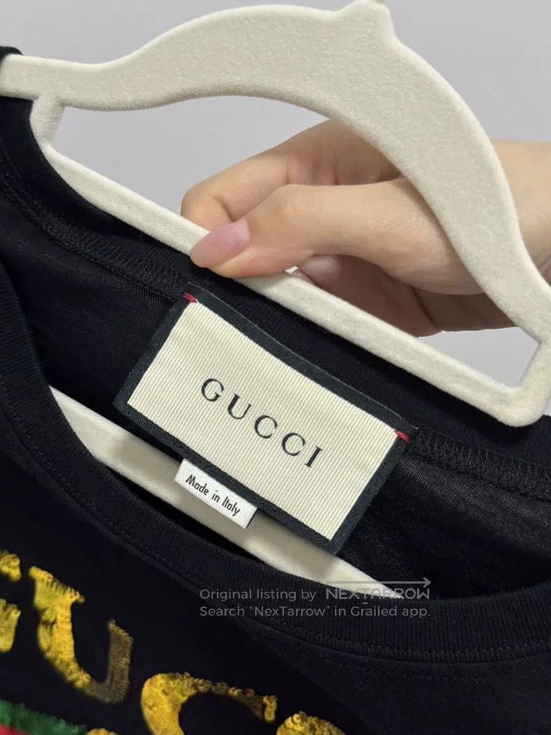 Gucci Gucci Black flash large logo short sleeve Size US XS / EU 42 / 0 - 3 Thumbnail