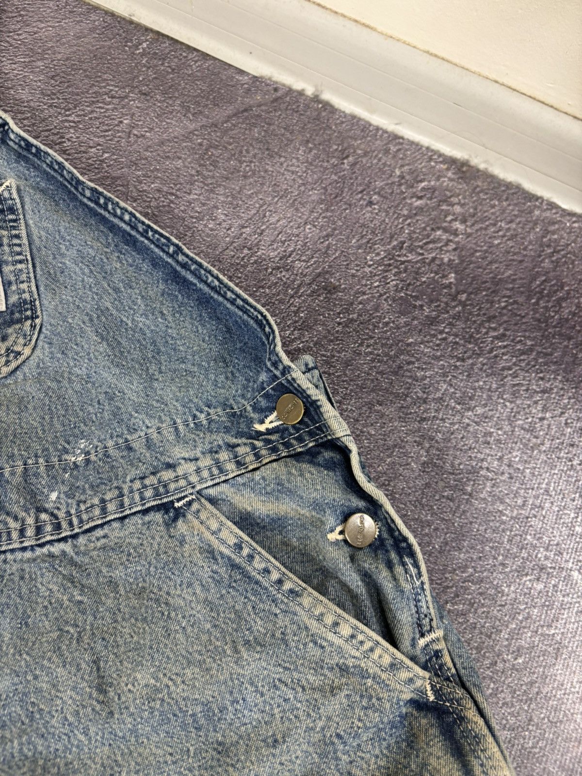 Carhartt Vintage Carhartt Bib Overalls R07 DST Blue Denim Carpenter Size US 42 / EU 58 - 12 Thumbnail
