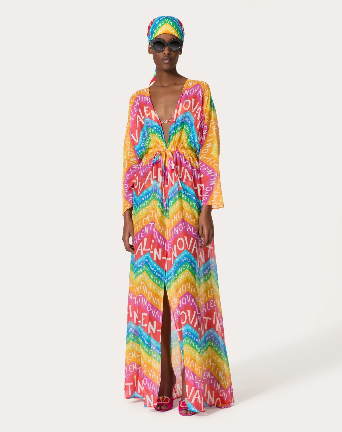 Valentino o1s1wg110525 Chevron Muslin Evening Dress 24 in Multicolor Size XXS / US 00 / IT 34 - 2 Thumbnail