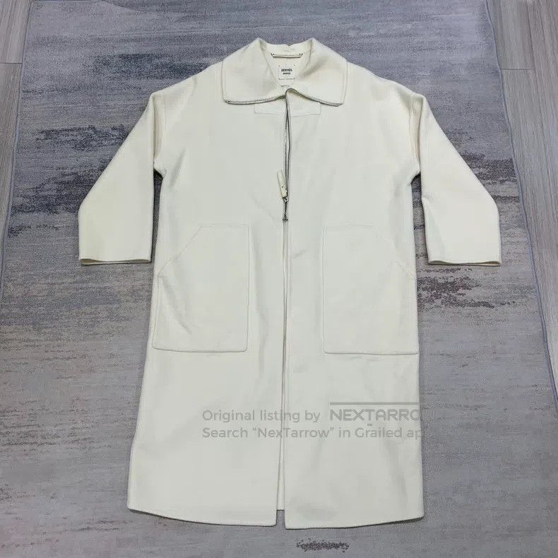 Hermes 2023 Spring and Summer White Cashmere Coat