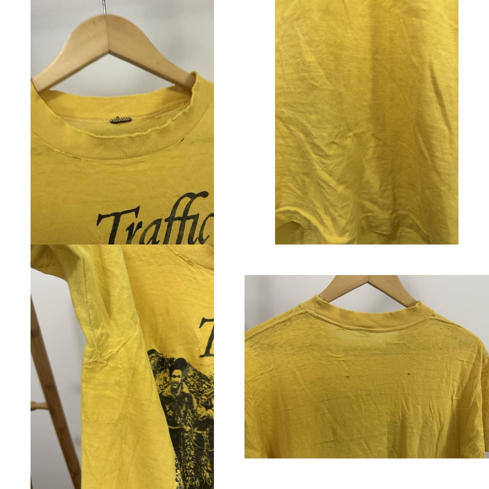 Vintage VTG 70s Traffic When the Eagle Flies Band Tour Worn Distressed T-Shirt XL Men Yellow Size US XL / EU 56 / 4 - 8 Thumbnail