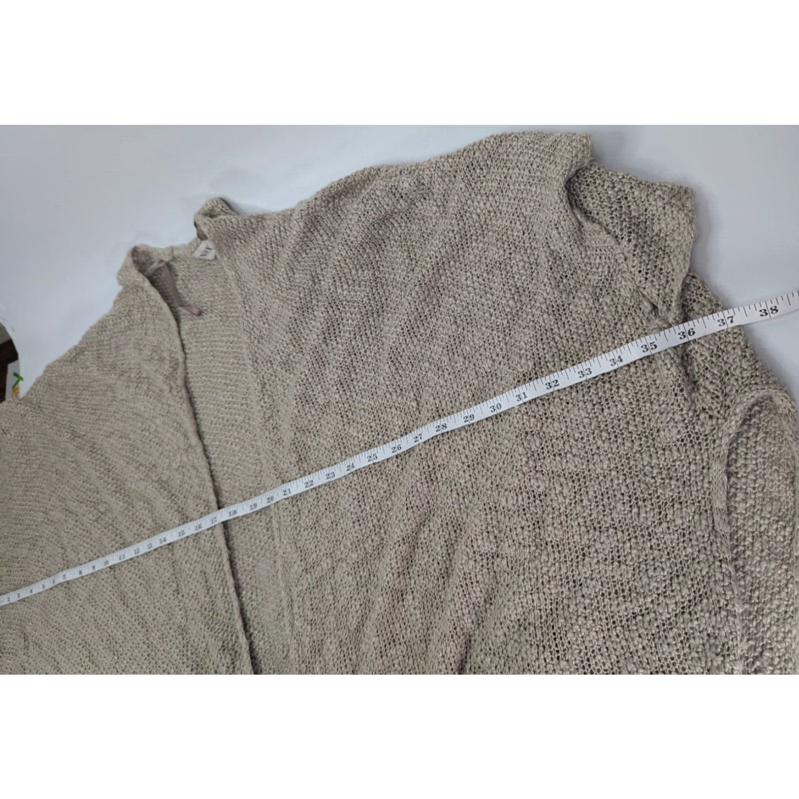 Vintage Knox Rose Bohemian Cardigan Open Sequin Fringe Drape Sweater Beige XL Womens Size XL / US 12-14 / IT 48-50 - 4 Thumbnail