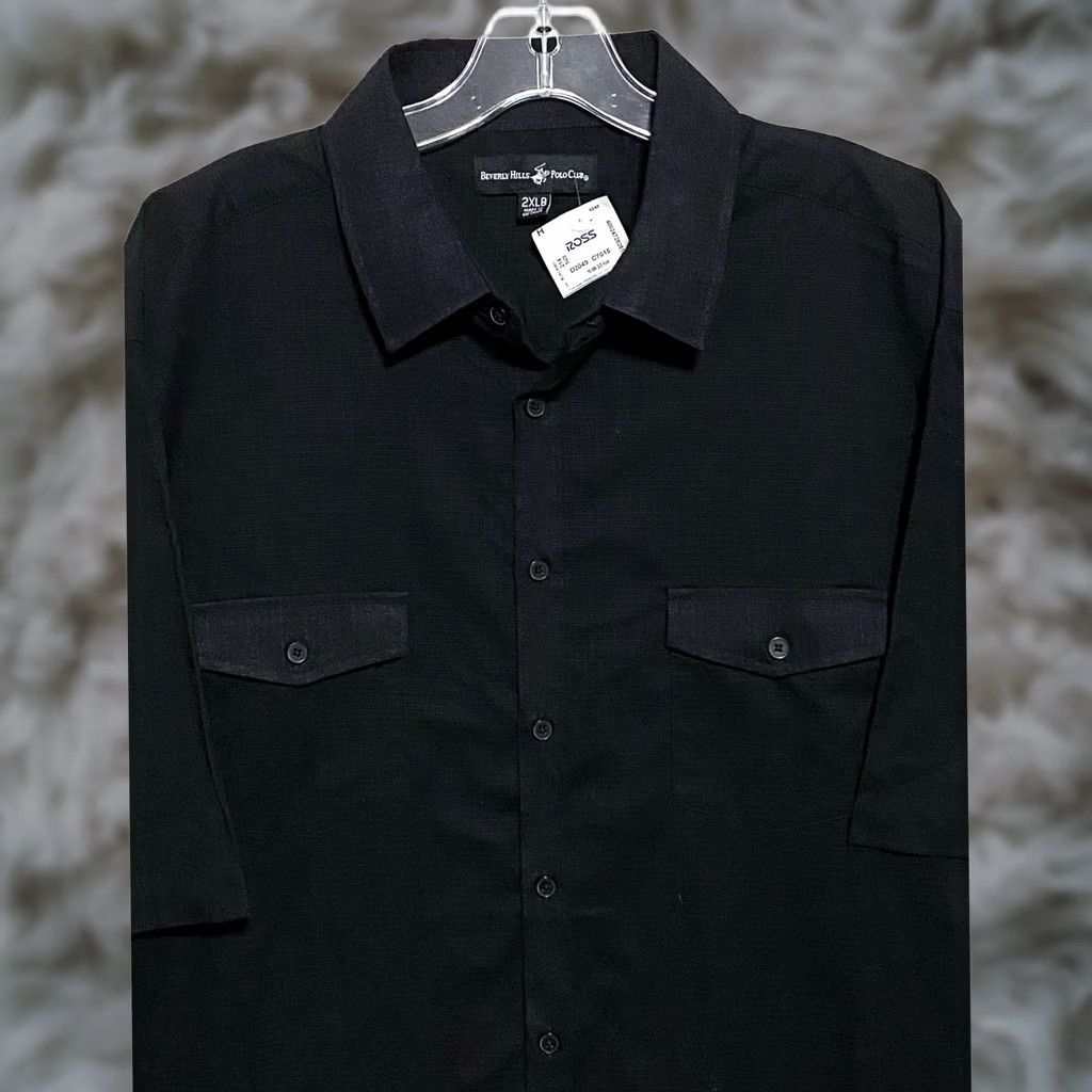 Beverly Hills Polo Club Beverly Hills Polo Club Black Utility Button Shirt Mens 2XL Big & Tall Short Sleeve Collared Crew NWT Size US XXL / EU 58 / 5 - 1 Thumbnail