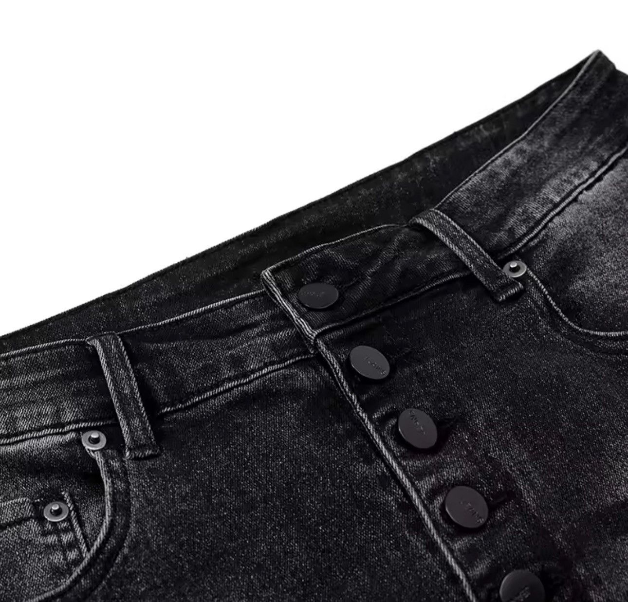 Other Washed Black Designer Streetwear Flared Wide Leg Jeans Size US 29 - 2 Thumbnail