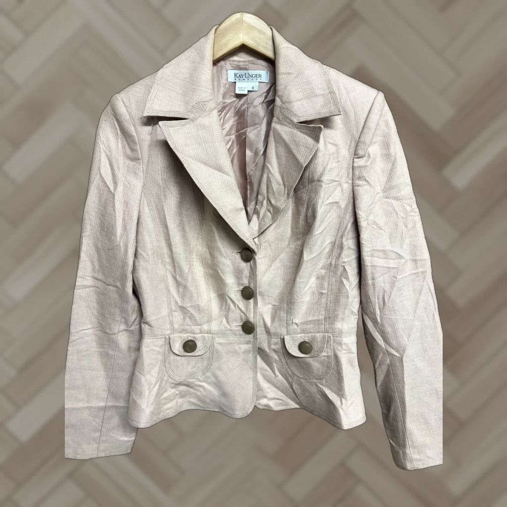 Vintage Kay Unger New York Womens Blazer Pink Roses 3 Button Tuxedo Style Size 8 Women's Blazer Size M / US 6-8 / IT 42-44 - 1 Thumbnail