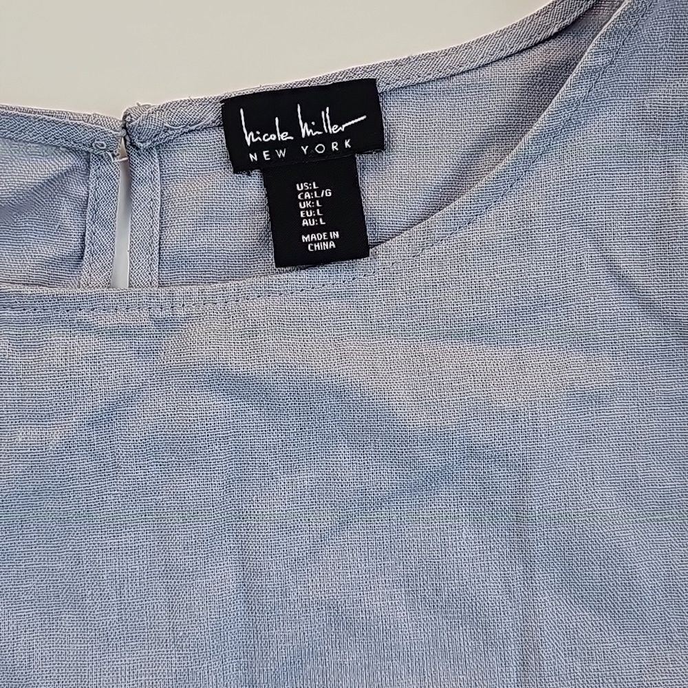 Nicole Miller Nicole Miller -769 NWT Lighy Blue Smocked Waist Linen Blend Size L / US 10 / IT 46 - 3 Thumbnail
