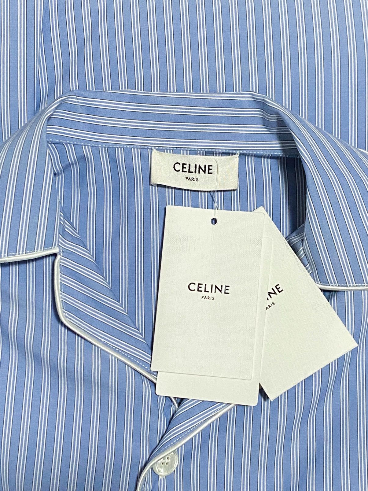 Celine Celine Logo-Embroidered Striped Shirt size 52/us size 42 Size US L / EU 52-54 / 3 - 9 Thumbnail