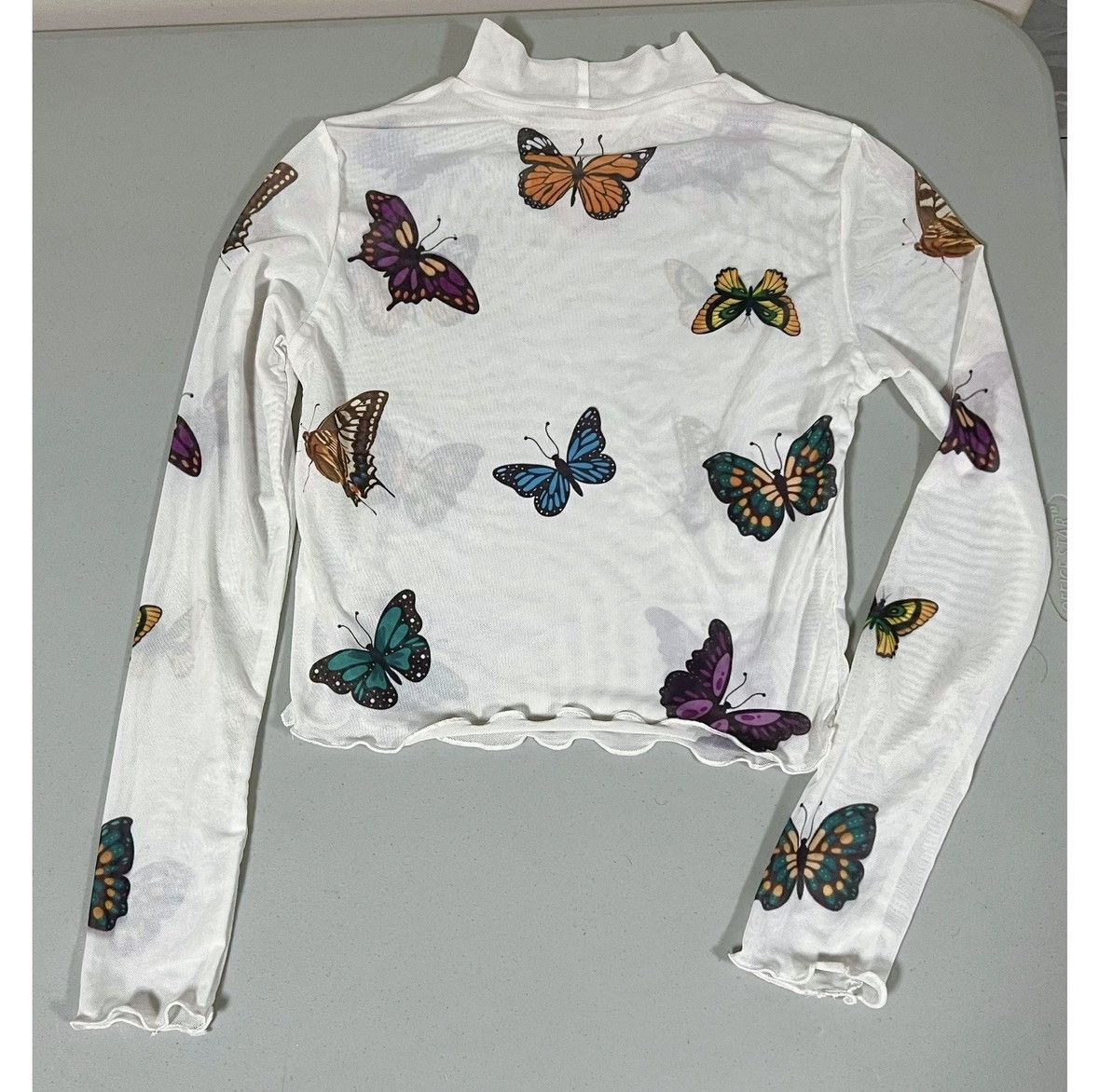 Japanese Brand White Butterfly Long Sleeve Turtleneck Top Blouse Size S 🦋✨ Size S / US 4 / IT 40 - 5 Thumbnail