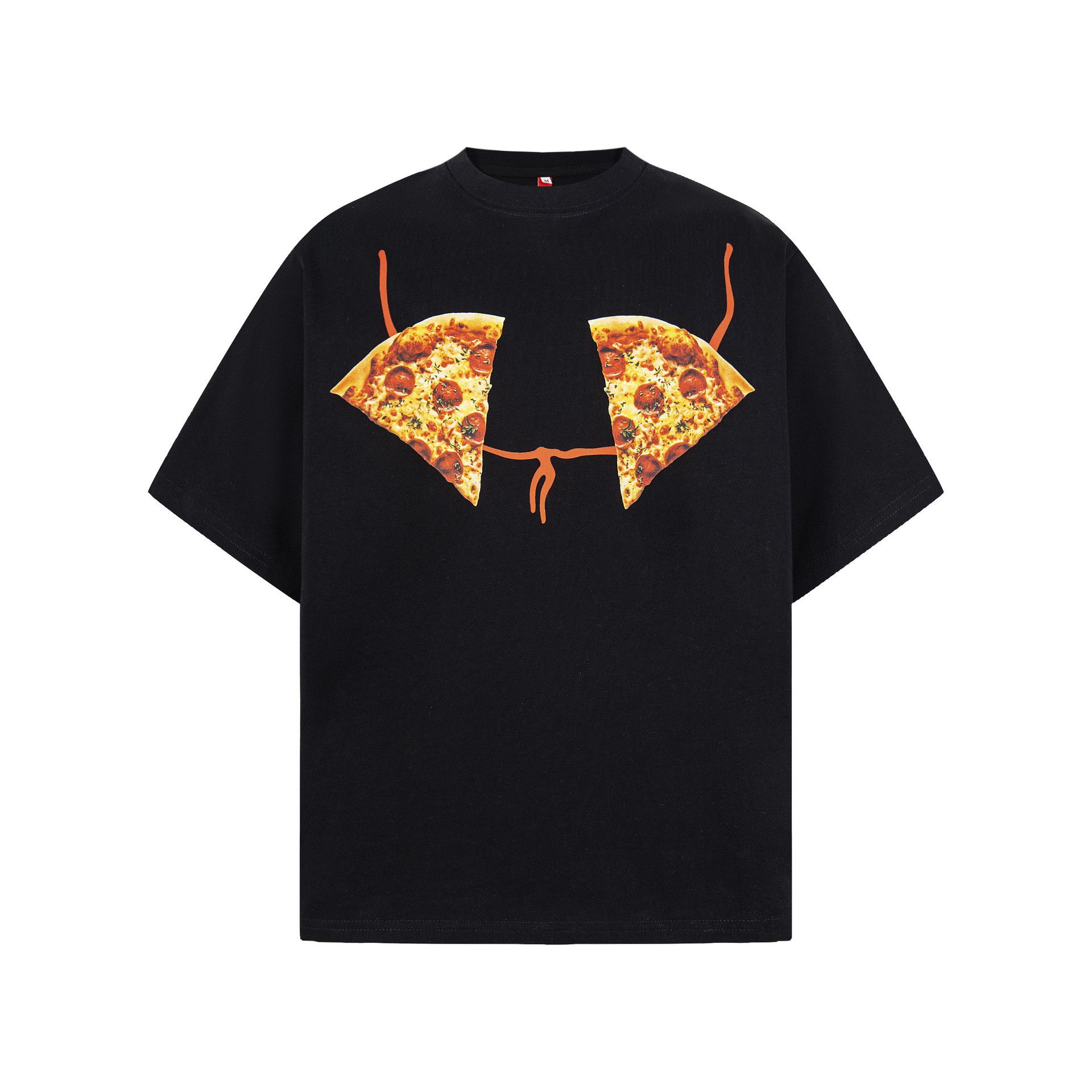 Japanese Brand Men's Hip-Hop Style Creative Pizza Print T-Shirt Size US M / EU 48-50 / 2 - 1 Thumbnail
