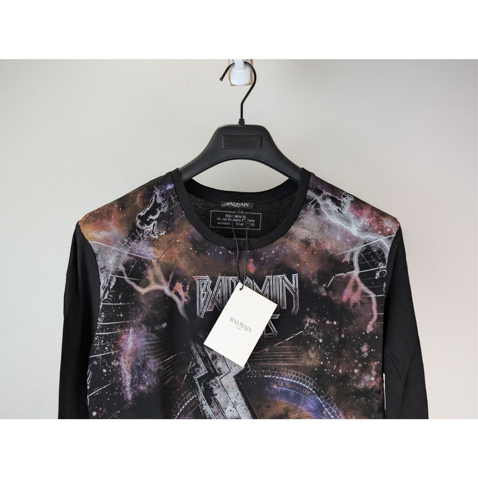 Balmain o1rshd1 Q:2 / Galaxy Ribbed Long Sleeve T-Shirt Black/Multi Size US L / EU 52-54 / 3 - 3 Thumbnail