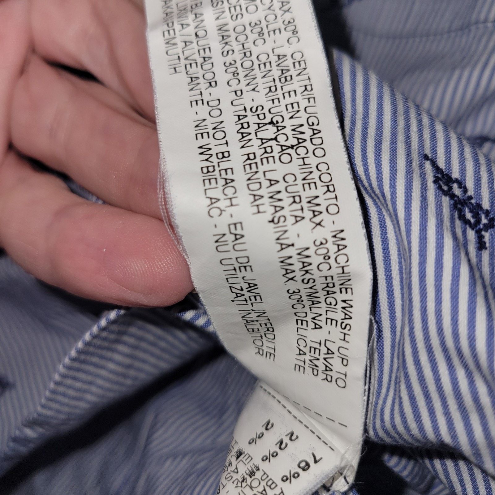 Zara ZARA Basic M Blue White Pinstriped Cotton Blend Shirt Boat Size M / US 6-8 / IT 42-44 - 8 Thumbnail