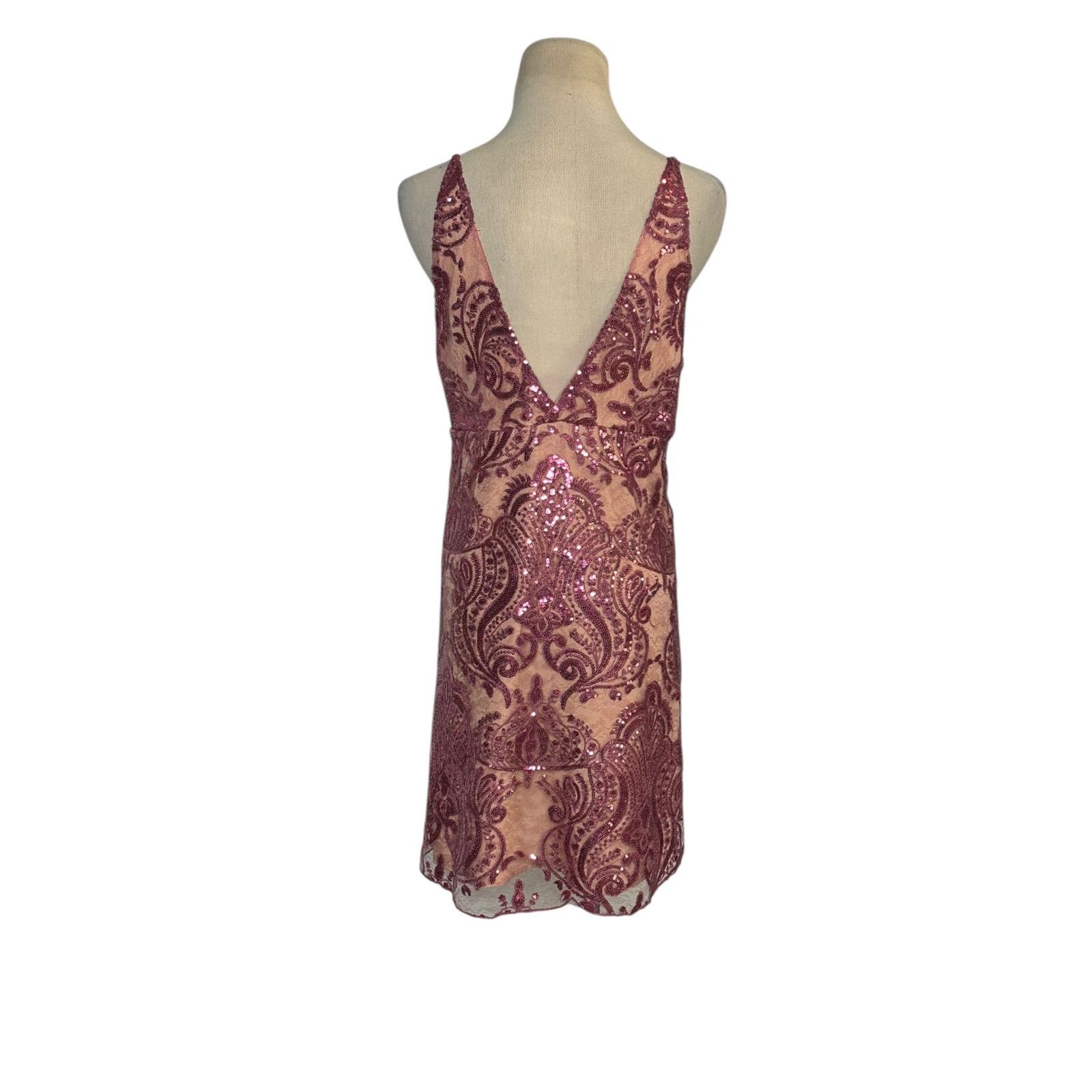 Free People Free People Pink Sequin Spaghetti Strap Mini Dress Size 14 Size XL / US 12-14 / IT 48-50 - 2 Thumbnail