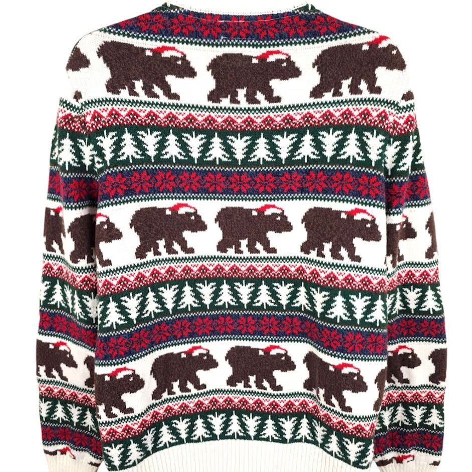 Vintage VINTAGE Bear Christmas Sweater Mens Size XL Red Holiday Fair Isle Santa All Over Print Size US XL / EU 56 / 4 - 4 Thumbnail