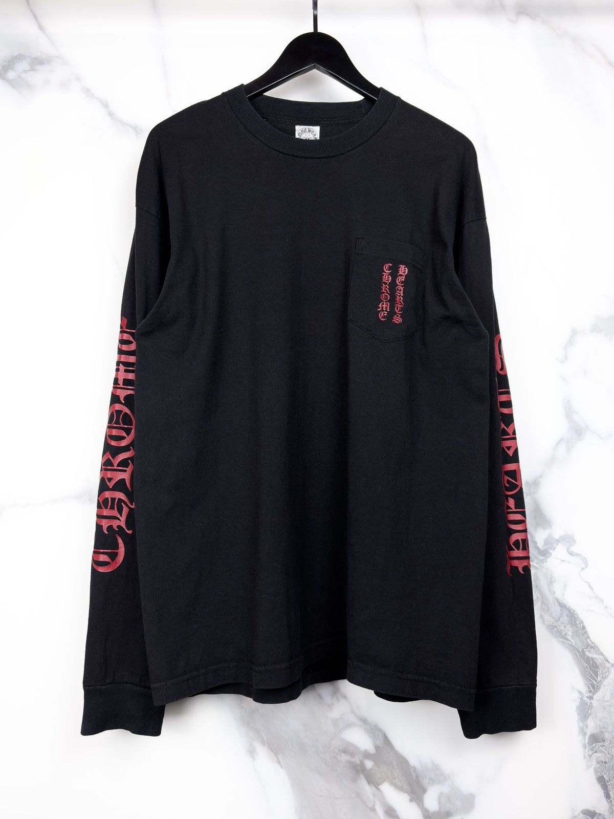 Chrome Hearts Chrome Hearts Vintage Red Spellout Sleeve Longsleeve Tshirt Size US XL / EU 56 / 4 - 1 Thumbnail