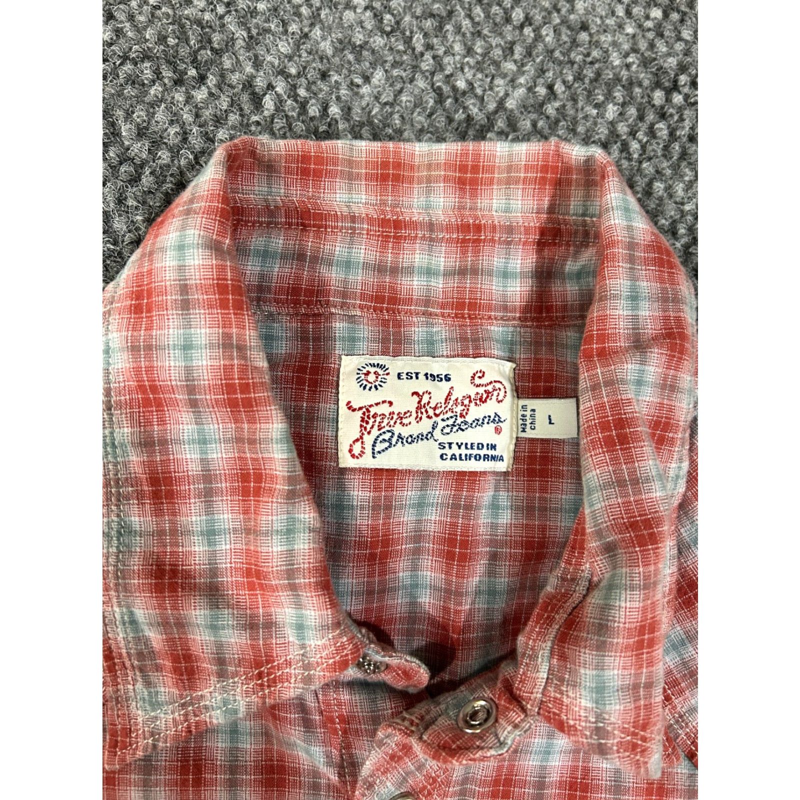 True Religion VINTAGE True Religion Shirt Mens Large Red Blue Plaid Pearl Snap Western Size US L / EU 52-54 / 3 - 3 Thumbnail