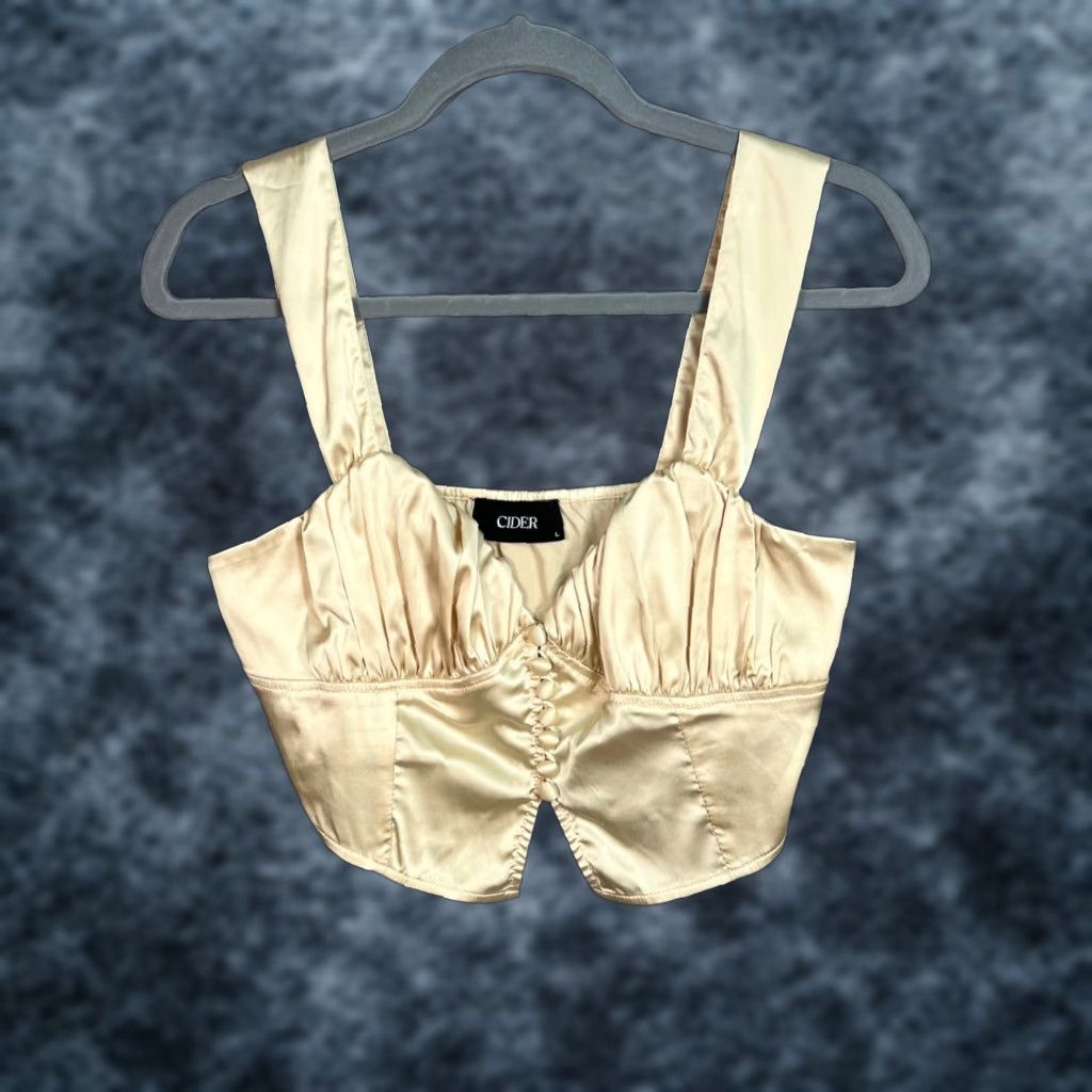 Cider Cider Gold Satin Bustier Crop Top Size Large Elegant Design Womens Size L / US 10 / IT 46 - 1 Thumbnail