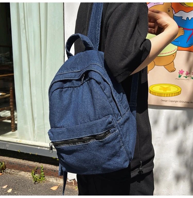 Japanese Brand Sewing Thread Zippered Denim Backpack Size ONE SIZE - 1 Thumbnail