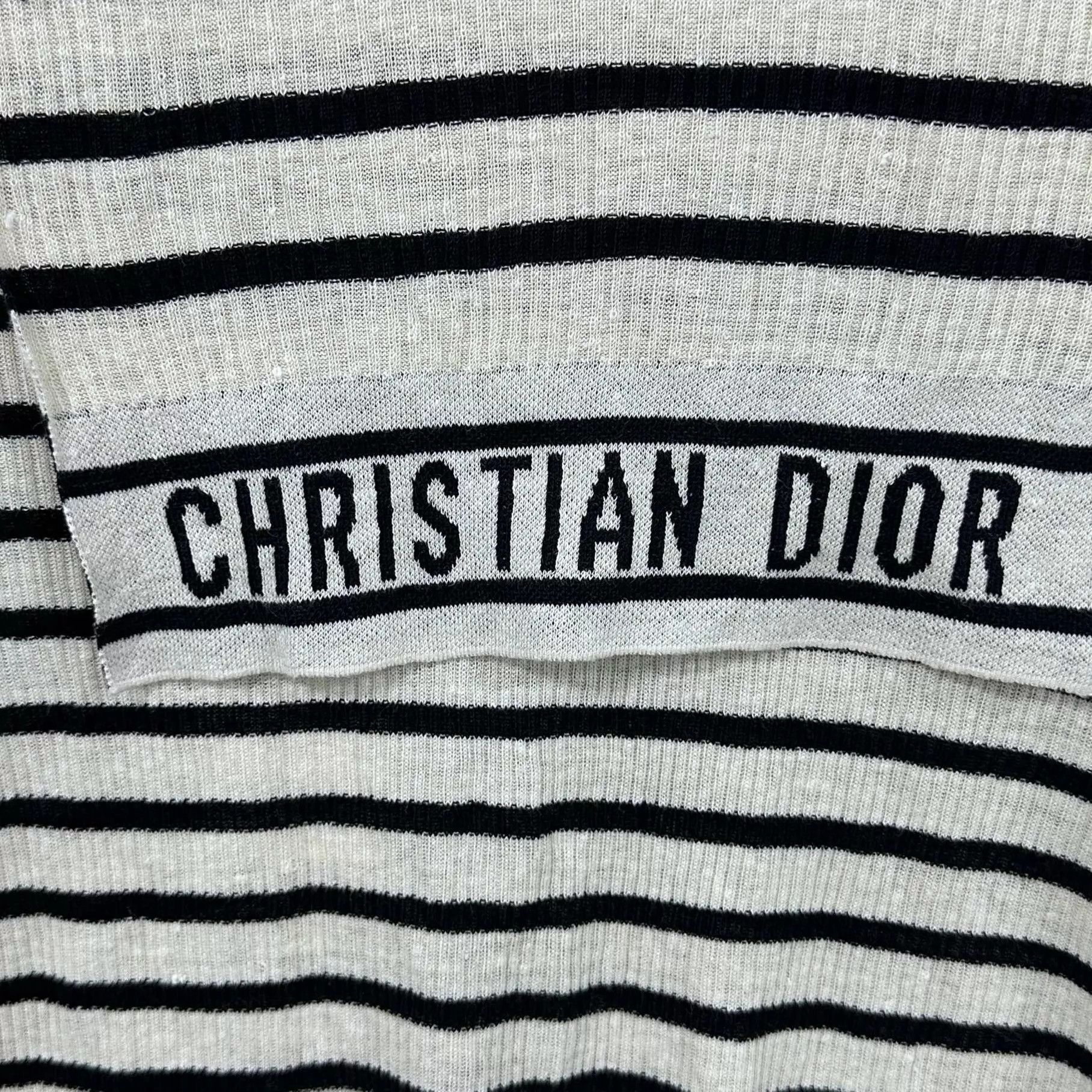 Dior Dior linen blend navy collar logo knit top size 38 Size S / US 4 / IT 40 - 5 Thumbnail