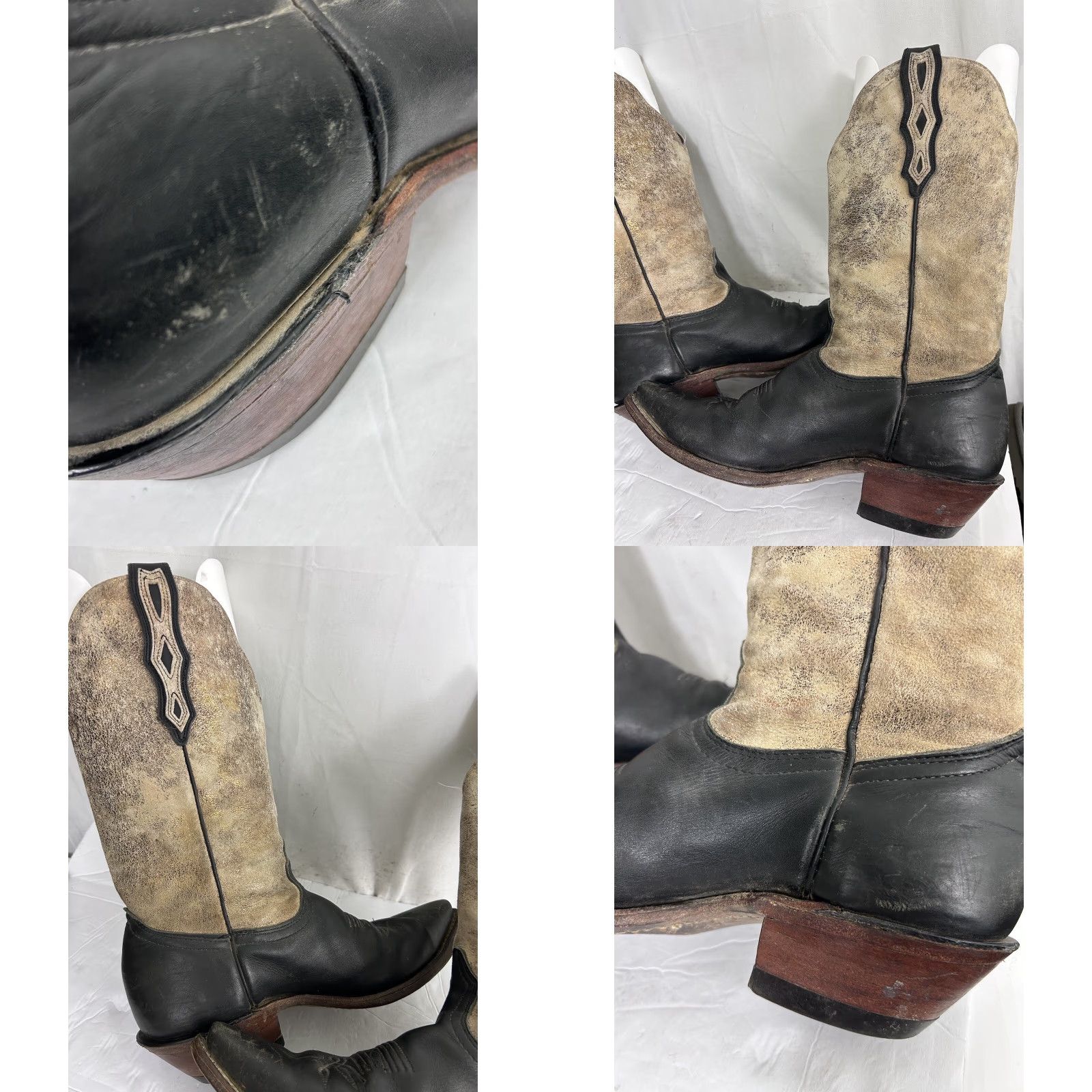 Vintage VINTAGE Boulet Womens Cowboy Boots Black and Gold 10 Shimmery Pointed Toe Pull On Western Cowboy Womens Boots Size US 10 / IT 40 - 10 Thumbnail