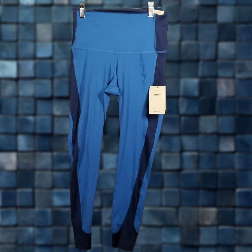 Nike Nike Women's Medium Blue Leggings Yoga High-Waisted Ribbed-Panel Stretch Compression Activewear Size 32" / US 10 / IT 46 - 1 Thumbnail