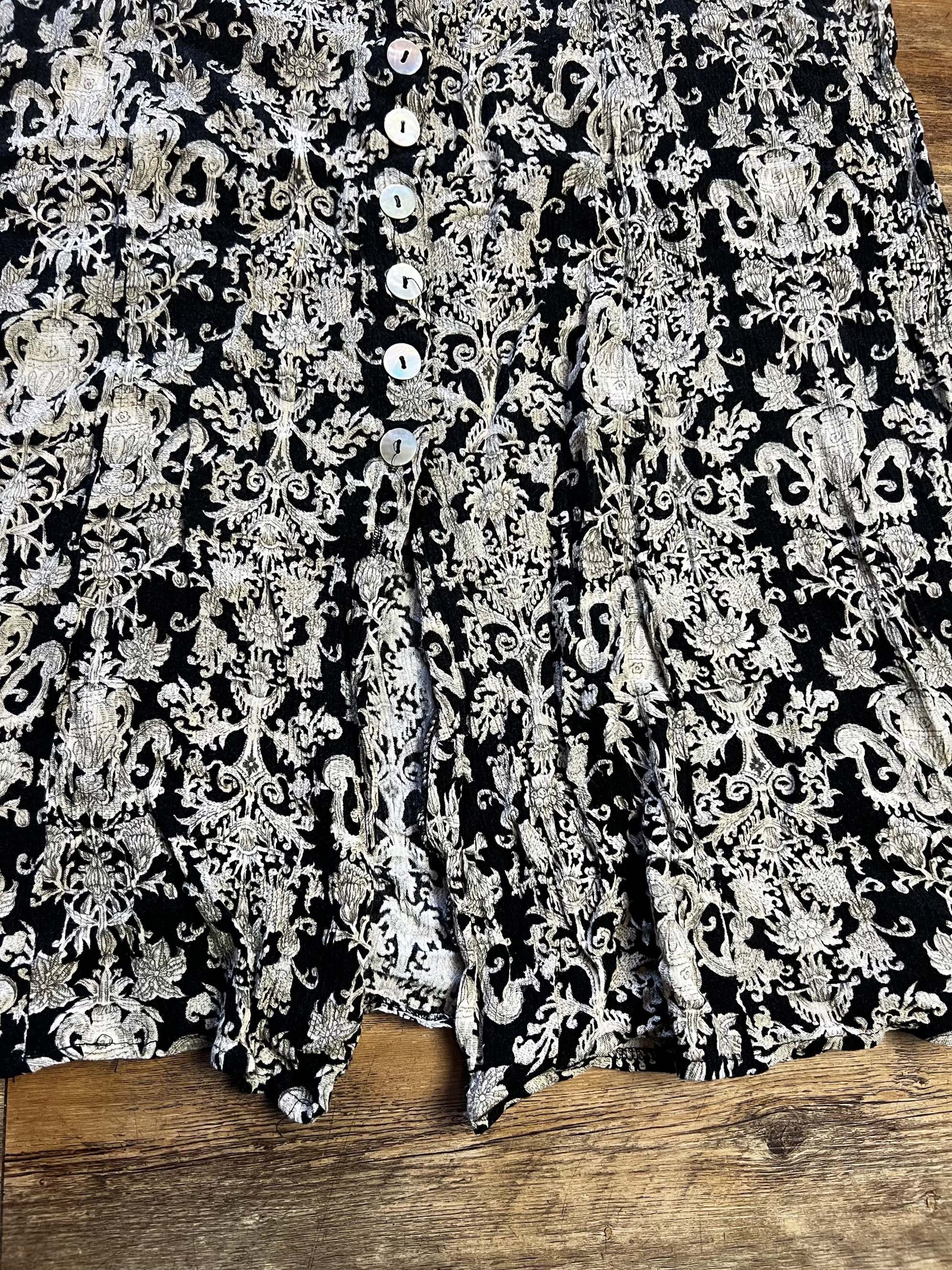 Vintage Vintage 1990's Resource Paisley Button Front Midi Skirt Size 25" / US 0 / IT 36 - 3 Thumbnail