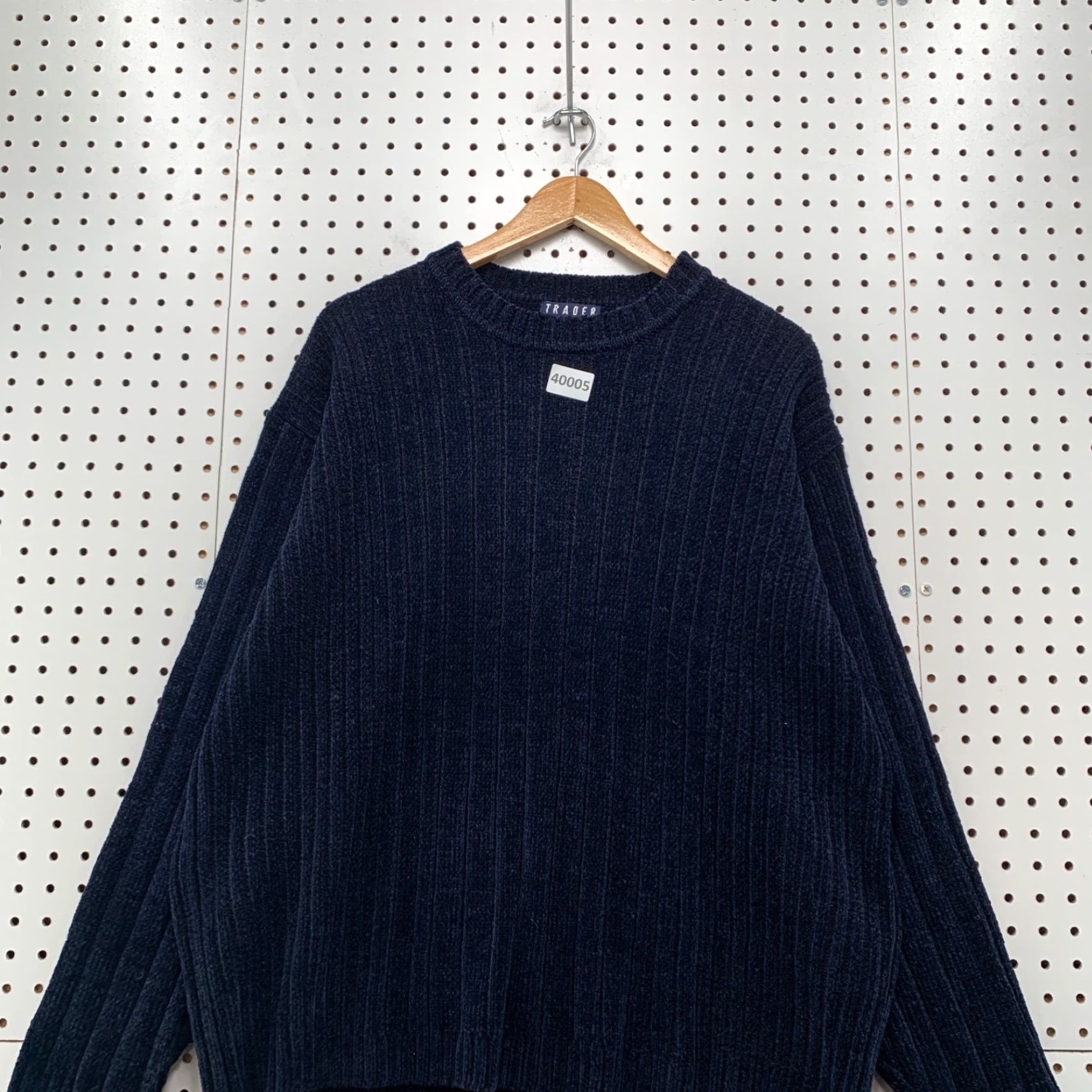 Vintage VTG Trader Bay Knit Ribbed Sweater Mens Large Navy Blue Made USA 24x27.5 Crew Neck Pullover Vintage USA Theme Mens Knit Top Size US L / EU 52-54 / 3 - 2 Thumbnail