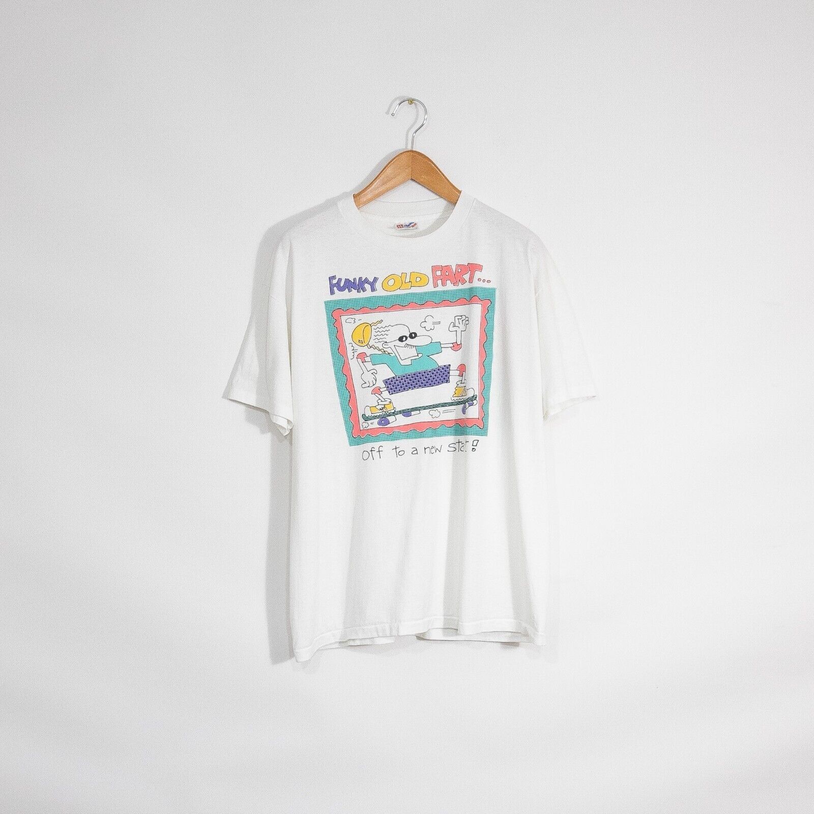 Vintage Vintage 90s Funny Grandpa T Shirt XL - Skateboarding Art Size US XL / EU 56 / 4 - 1 Thumbnail