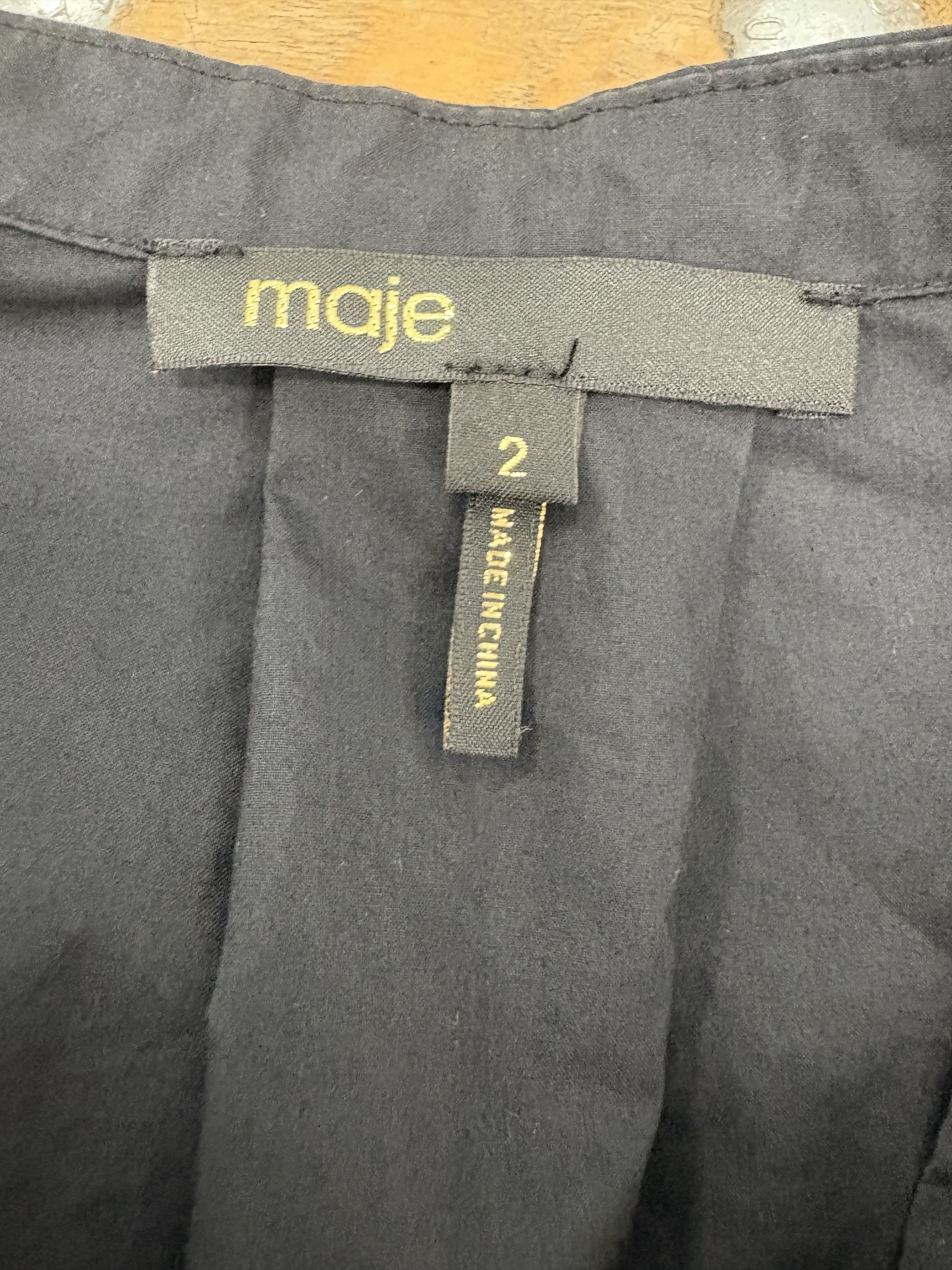 Maje Maje Black Cotton Blouse with Rhinestone necklace Size S / US 4 / IT 40 - 6 Thumbnail