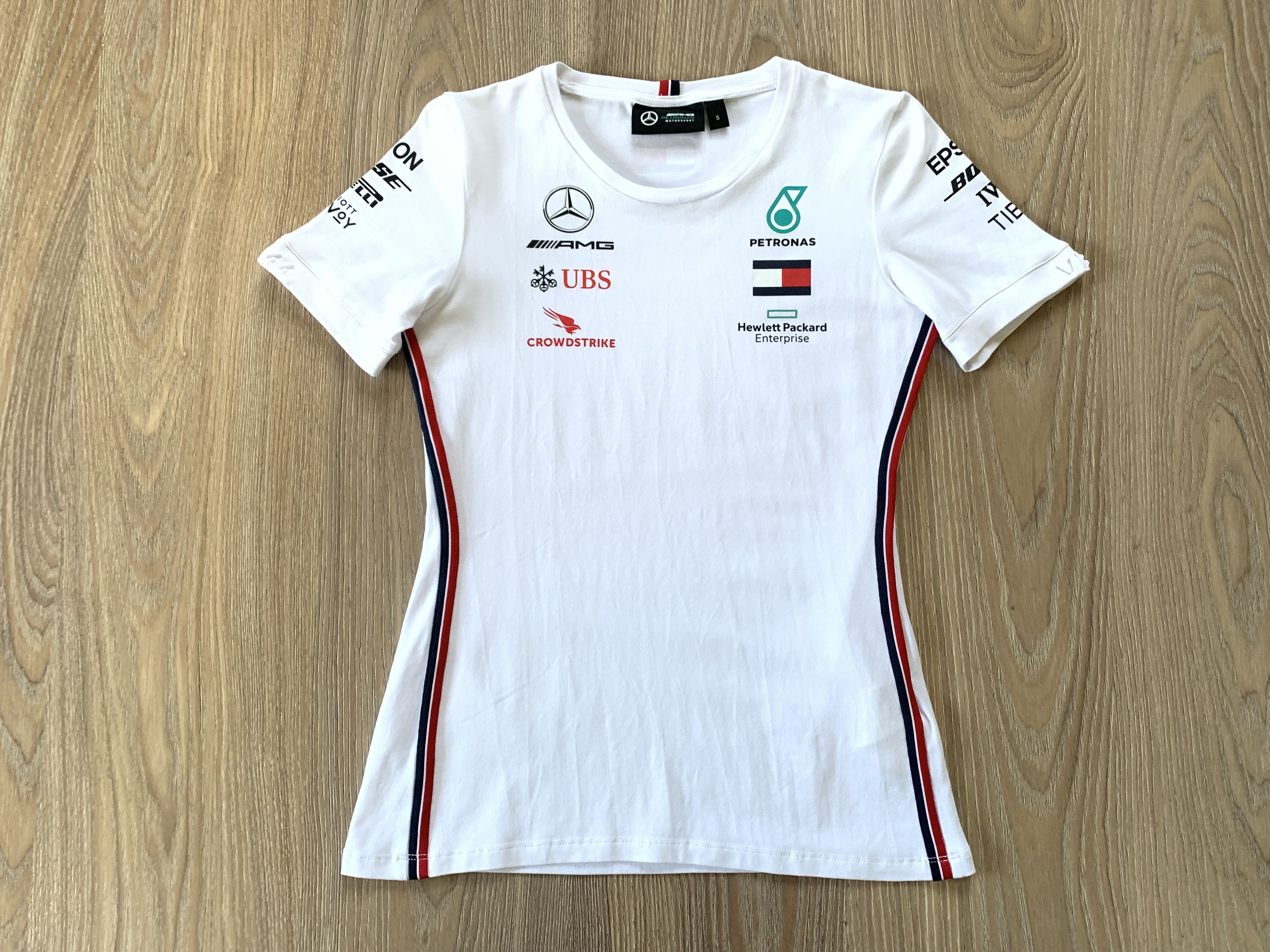 Mercedes-Benz × Tommy Hilfiger Womens AMG Petronas Motorsport Racing White T Shirt Size S / US 4 / IT 40 - 2 Thumbnail