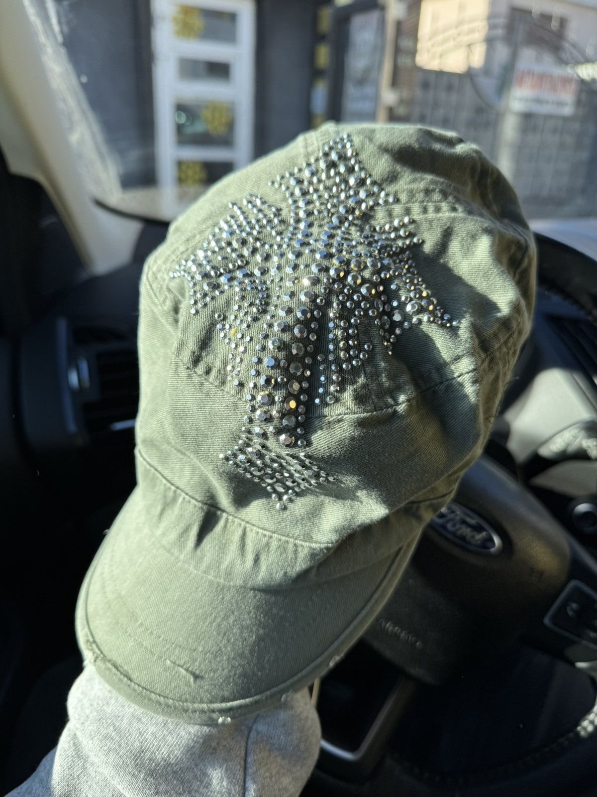 Hysteric Glamour × Japanese Brand × Vintage Vintage olive hat big logo cross hype Chrome hearts style Size ONE SIZE - 2 Thumbnail