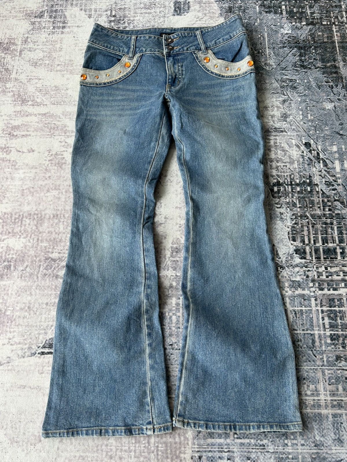 If Six Was Nine Y2k Flared Diamond Jeans Size US 30 / EU 46 - 1 Thumbnail