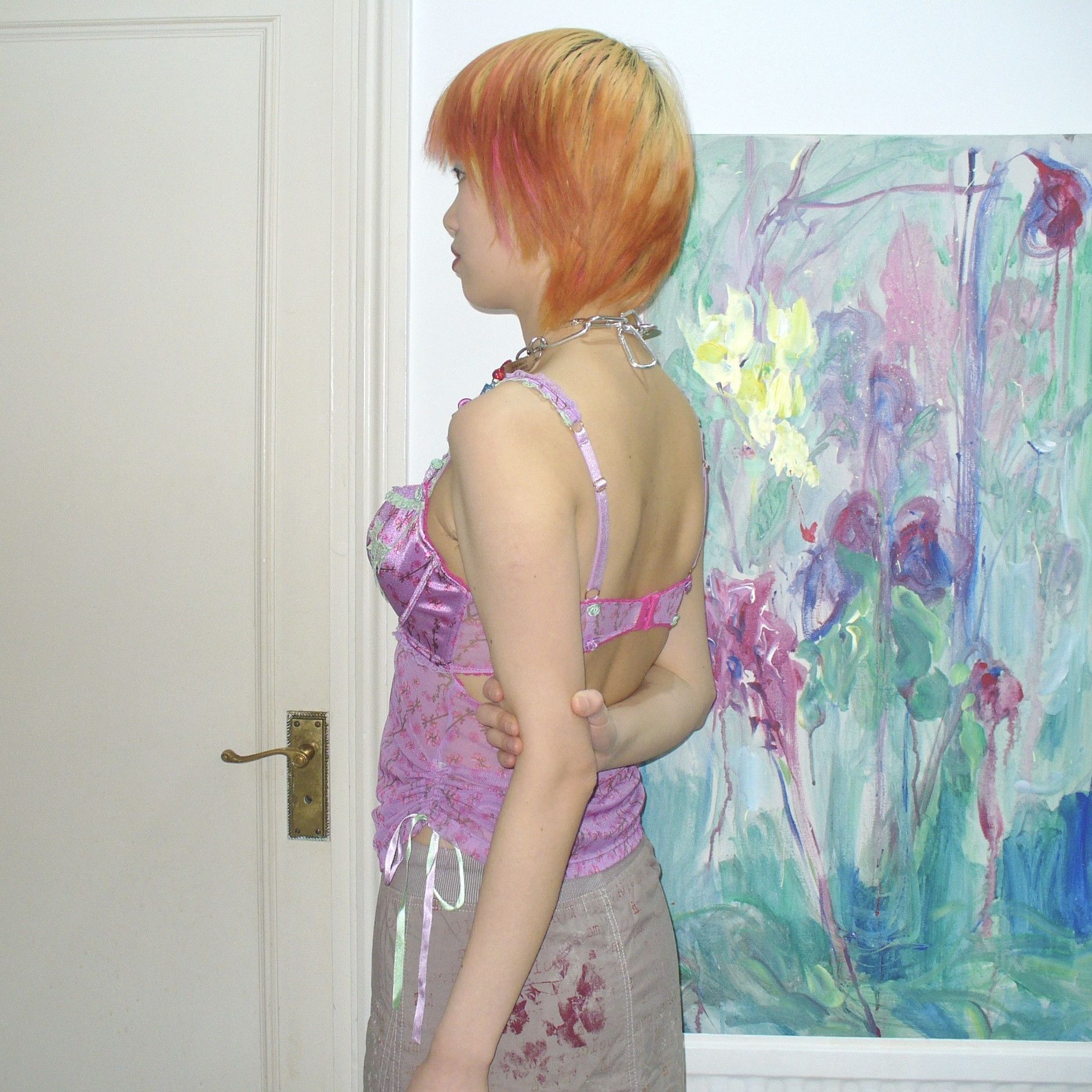 Other French vintage purple floral corset (US 36B) Size M / US 6-8 / IT 42-44 - 2 Thumbnail