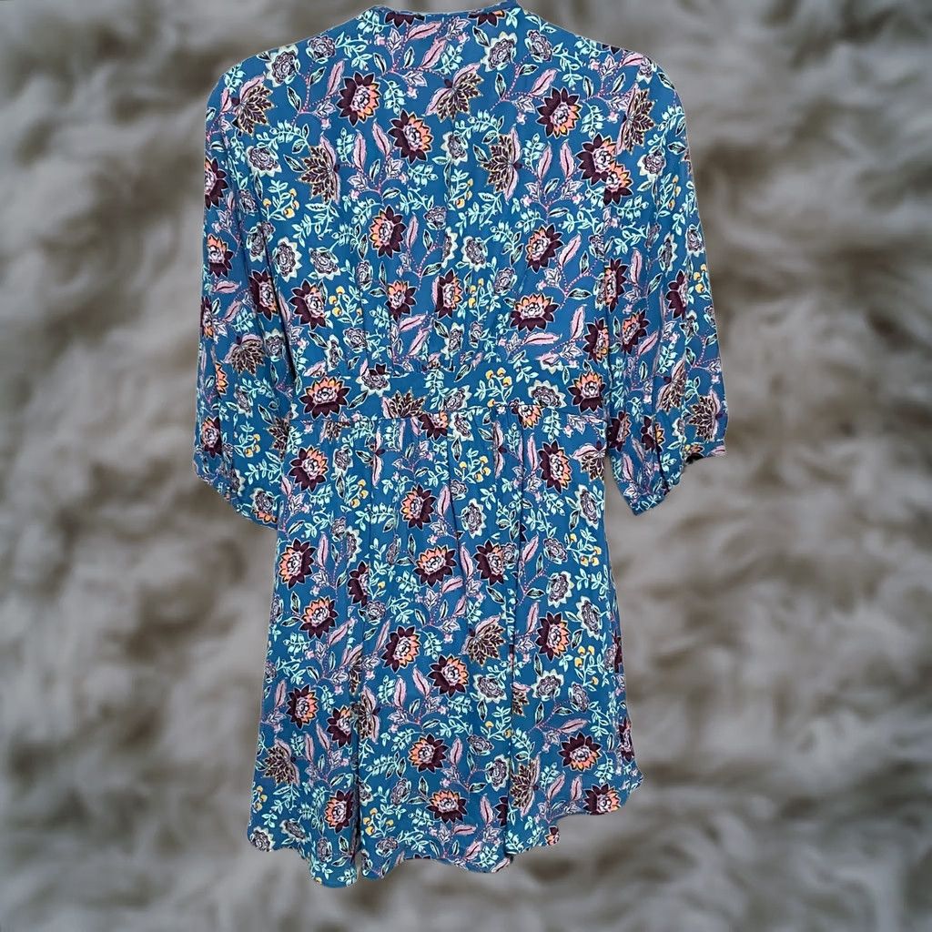 Torrid Torrid 2X Blouse Georgette Floral Wrap Tunic V Neck Boho Flowy Feminine Shirt Women Plus 2X Blue Floral Wrap Tunic Blouse Size XXL / US 16-18 / IT 52-54 - 1 Thumbnail
