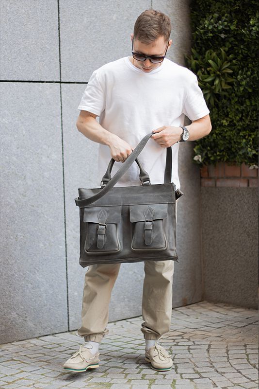 Handmade Genuine leather briefcase. Laptop bag. Messenger bag Size ONE SIZE - 2 Thumbnail