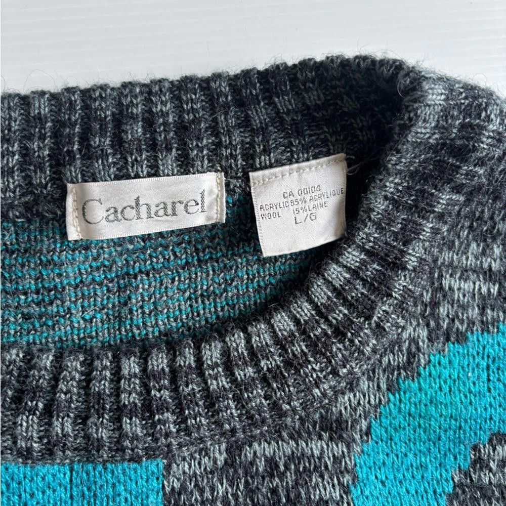 Designer Vintage Grandpa CACHAREL Knit Sweater Size US L / EU 52-54 / 3 - 3 Thumbnail